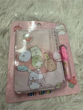 Pink Sumikko Gurashi Cute Mini notebook snap close pen keychain